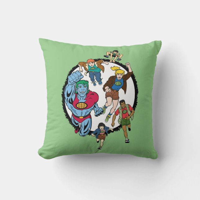 Captain Planet and the Planeteers Circle Graphic Cushion (Front)