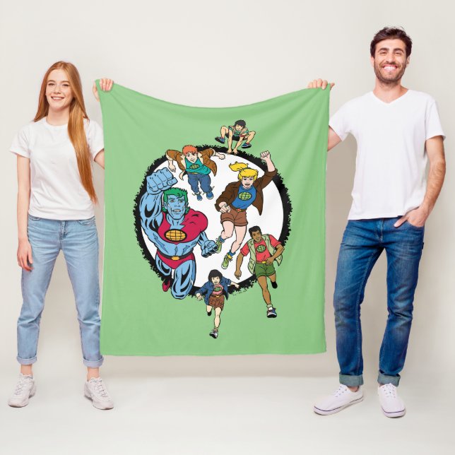 Captain Planet and the Planeteers Circle Graphic Fleece Blanket (In Situ)
