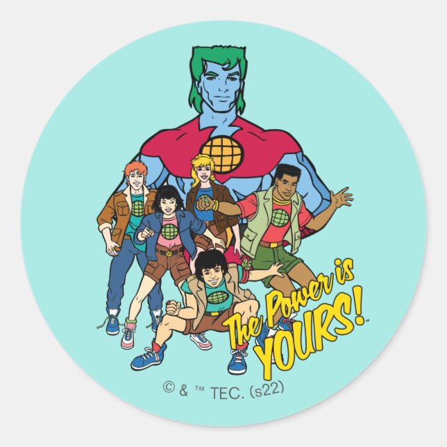 Captain Planet Group Graphic - The Power Is Yours! Classic Round Sticker (Front)