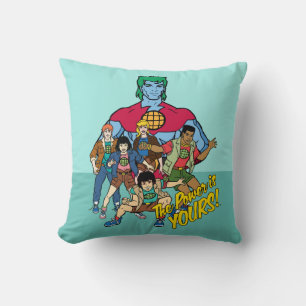 Captain Planet Group Graphic - The Power Is Yours! Cushion