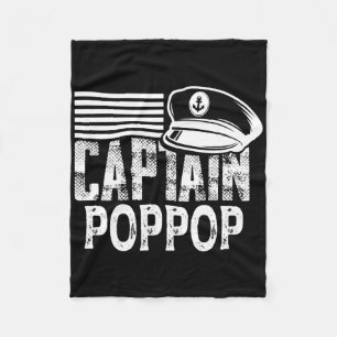 Captain Poppop - Sailing Captain Hat Boat Owner Bo Fleece Blanket