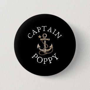 Captain Poppy Boat Sailing Boating Vintage Anchor 6 Cm Round Badge