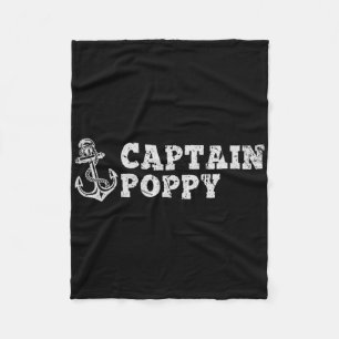 Captain Poppy Sailing Boating Vintage Boat Anchor Fleece Blanket