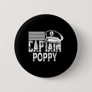 Captain Poppy - Sailing Captain Hat Boat Owner Boa 6 Cm Round Badge