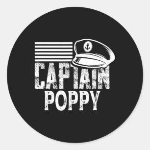Captain Poppy - Sailing Captain Hat Boat Owner Boa Classic Round Sticker