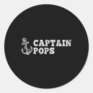 Captain Pops Sailing Boating Vintage Boat Anchor F Classic Round Sticker