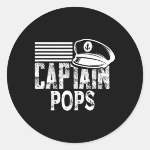 Captain Pops - Sailing Captain Hat Boat Owner Boat Classic Round Sticker