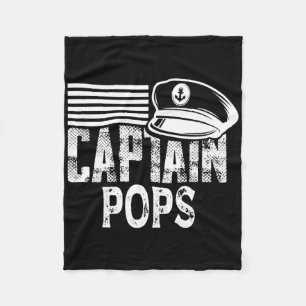 Captain Pops - Sailing Captain Hat Boat Owner Boat Fleece Blanket