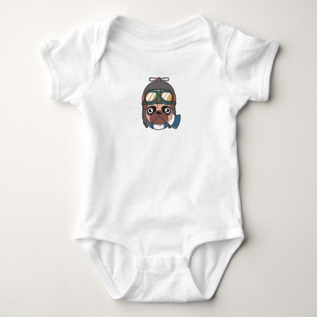 Captain Pug Baby Bodysuit (Front)
