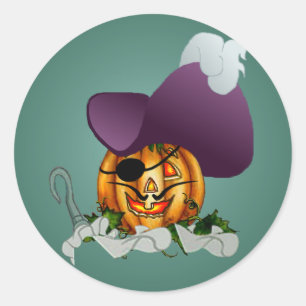 CAPTAIN PUMPKIN HOOK by SHARON SHARPE Classic Round Sticker