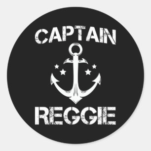 Captain Reggie Funny Birthday Personalised Name Bo Classic Round Sticker