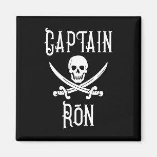 Captain Ron Personalised Pirate Skull Boating Magnet
