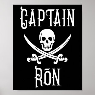 Captain Ron Personalised Pirate Skull Boating Poster