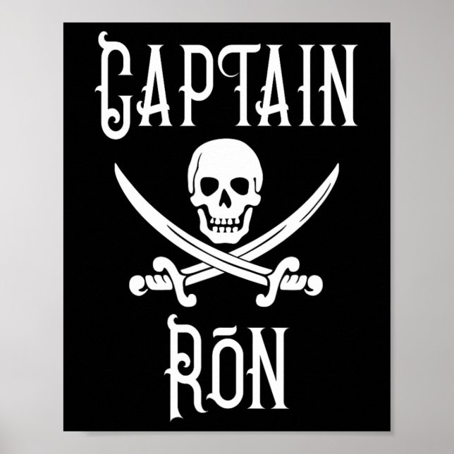 Captain Ron Personalised Pirate Skull Boating  Poster (Front)