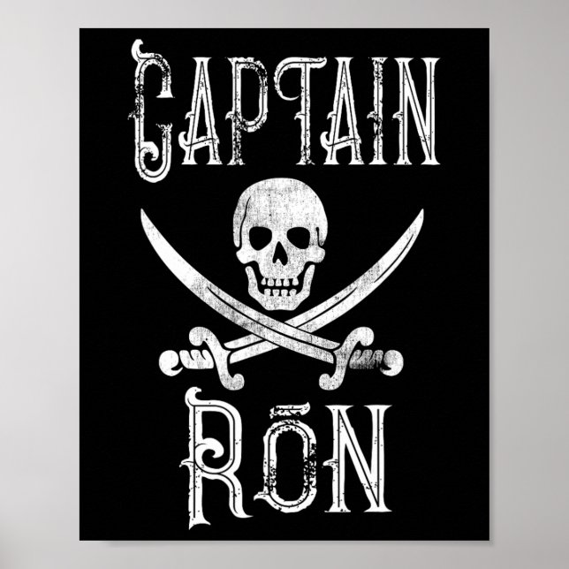 Captain Ron Vintage Personalised Pirate Boating  Poster (Front)
