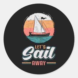 Captain Sail Boat Sailor Sailing Retro Gift Idea Classic Round Sticker