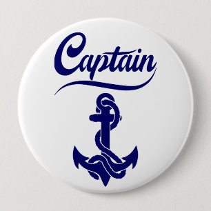 Captain Sailboat Anchor Nautical Design 10 Cm Round Badge