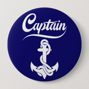Captain Sailboat Anchor Nautical Design 10 Cm Round Badge