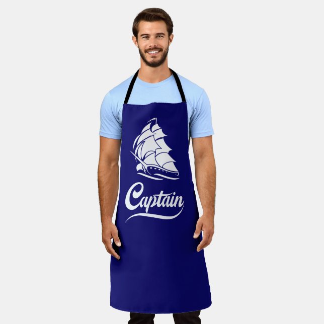 Captain Sailboat Anchor Nautical Design Apron (Worn)