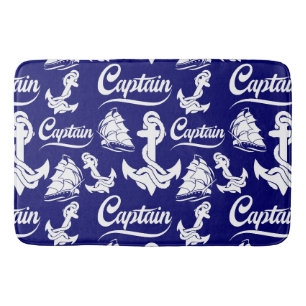 Captain Sailboat Anchor Nautical Design Bath Mat