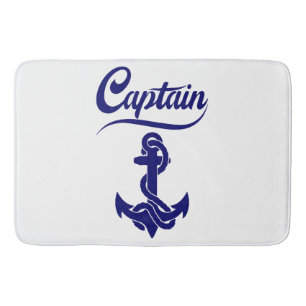 Captain Sailboat Anchor Nautical Design Bath Mat