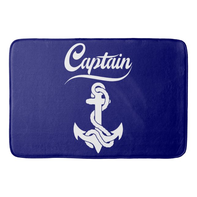 Captain Sailboat Anchor Nautical Design Bath Mat (Front)