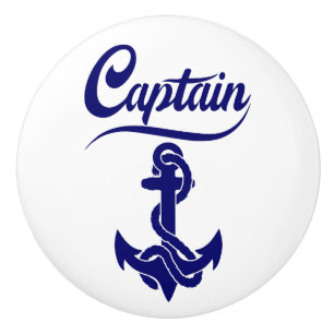 Captain Sailboat Anchor Nautical Design Ceramic Knob