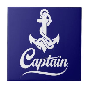 Captain Sailboat Anchor Nautical Design Ceramic Tile