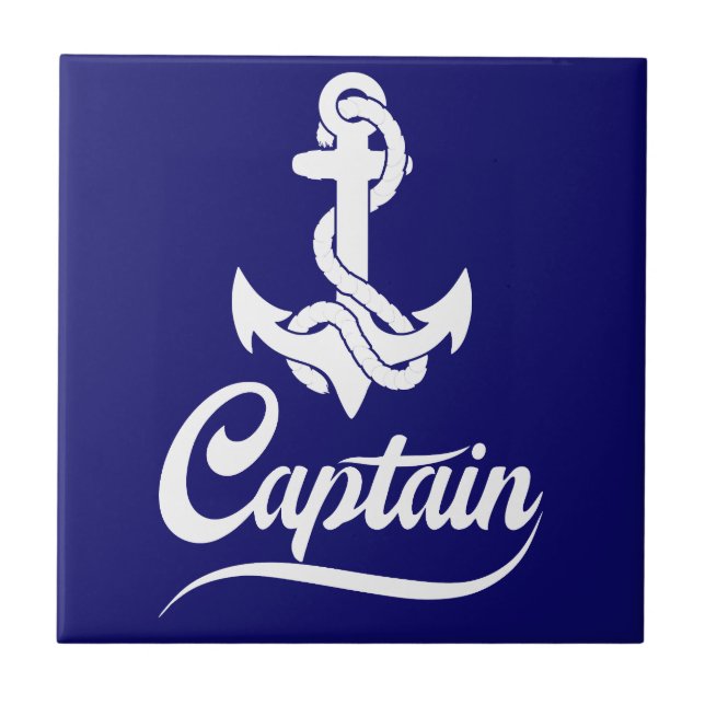 Captain Sailboat Anchor Nautical Design Ceramic Tile (Front)