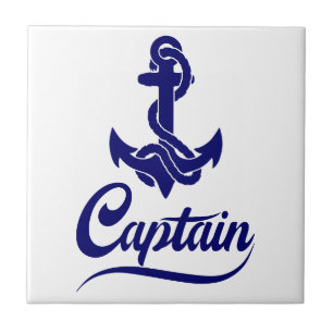 Captain Sailboat Anchor Nautical Design Ceramic Tile