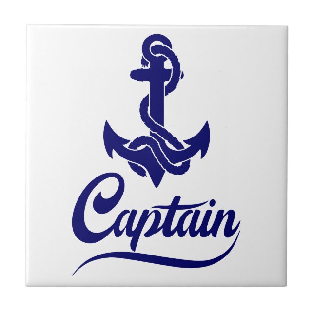 Captain Sailboat Anchor Nautical Design Ceramic Tile (Front)