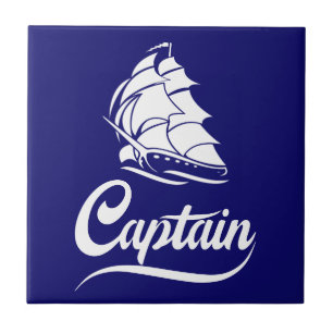 Captain Sailboat Anchor Nautical Design Ceramic Tile