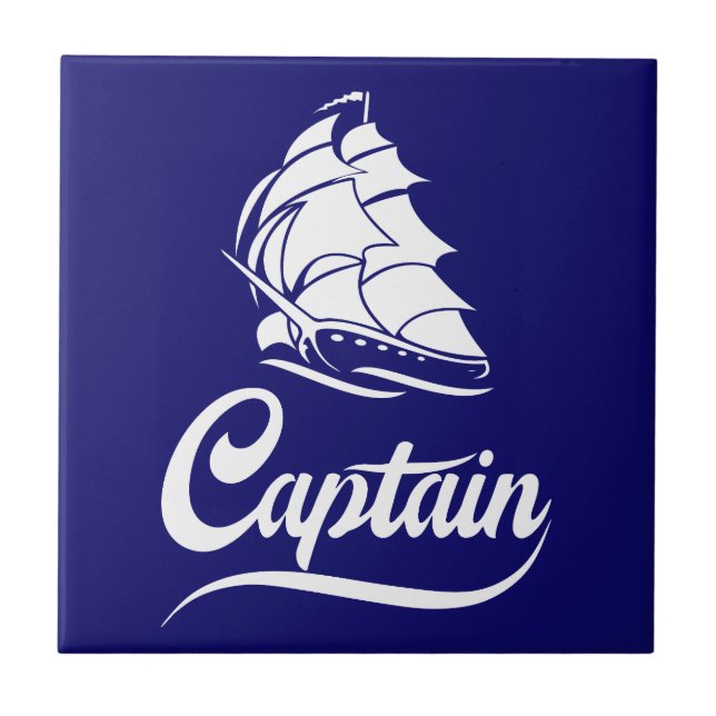 Captain Sailboat Anchor Nautical Design Ceramic Tile (Front)