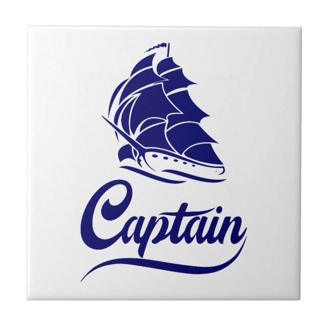 Captain Sailboat Anchor Nautical Design Ceramic Tile (Front)