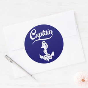 Captain Sailboat Anchor Nautical Design Classic Round Sticker