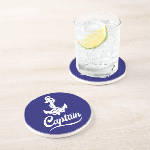 Captain Sailboat Anchor Nautical Design Coaster