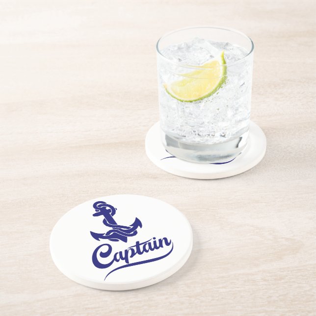 Captain Sailboat Anchor Nautical Design Coaster (Side)