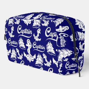 Captain Sailboat Anchor Nautical Design Dopp Kit