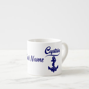 Captain Sailboat Anchor Nautical Design Espresso Cup