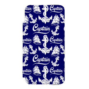 Captain Sailboat Anchor Nautical Design Incipio Watson™ iPhone 5 Wallet Case
