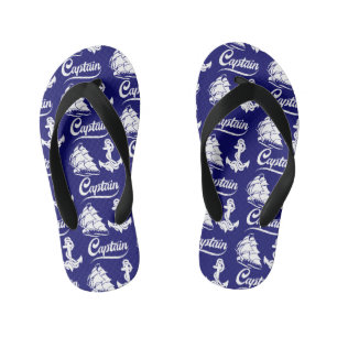 Captain Sailboat Anchor Nautical Design Kid's Thongs