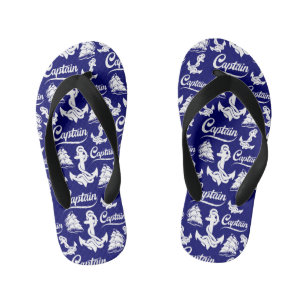 Captain Sailboat Anchor Nautical Design Kid's Thongs