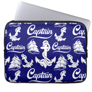 Captain Sailboat Anchor Nautical Design Laptop Sleeve