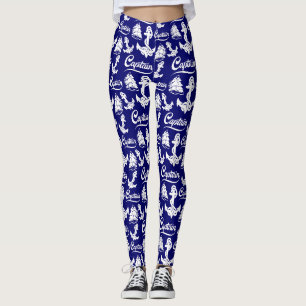 Captain Sailboat Anchor Nautical Design Leggings