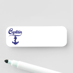 Captain Sailboat Anchor Nautical Design Name Tag