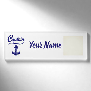Captain Sailboat Anchor Nautical Design Name Tag