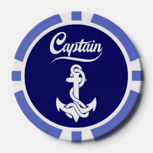 Captain Sailboat Anchor Nautical Design Poker Chips