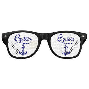 Captain Sailboat Anchor Nautical Design Retro Sunglasses