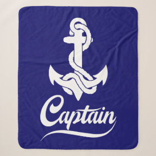 Captain Sailboat Anchor Nautical Design Sherpa Blanket