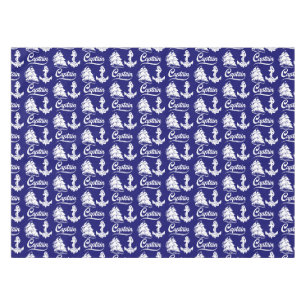 Captain Sailboat Anchor Nautical Design Tablecloth